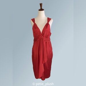 Banana Republic - NWT -Elegant Coral Red Faux-Wrap Sleeveless Dress - Size: 8